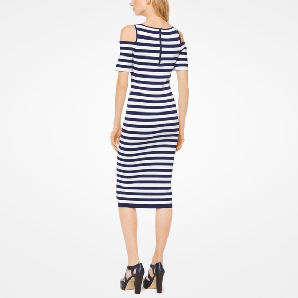 michael kors ∙ striped stretch viscose midi dress - Picture 2 of 8